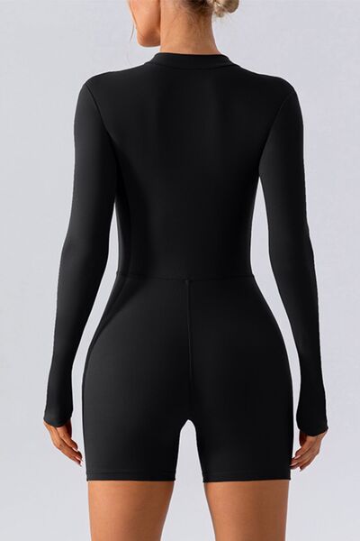 Long Sleeves Half-Zip Romper Leotard