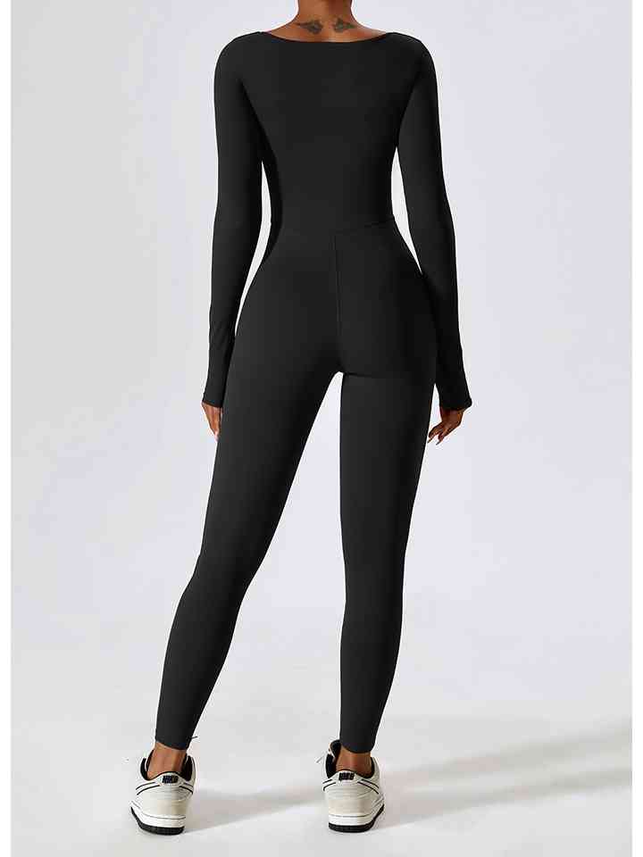 Sports Jumpsuit - Square Neck Long Sleeves (7484689645656)