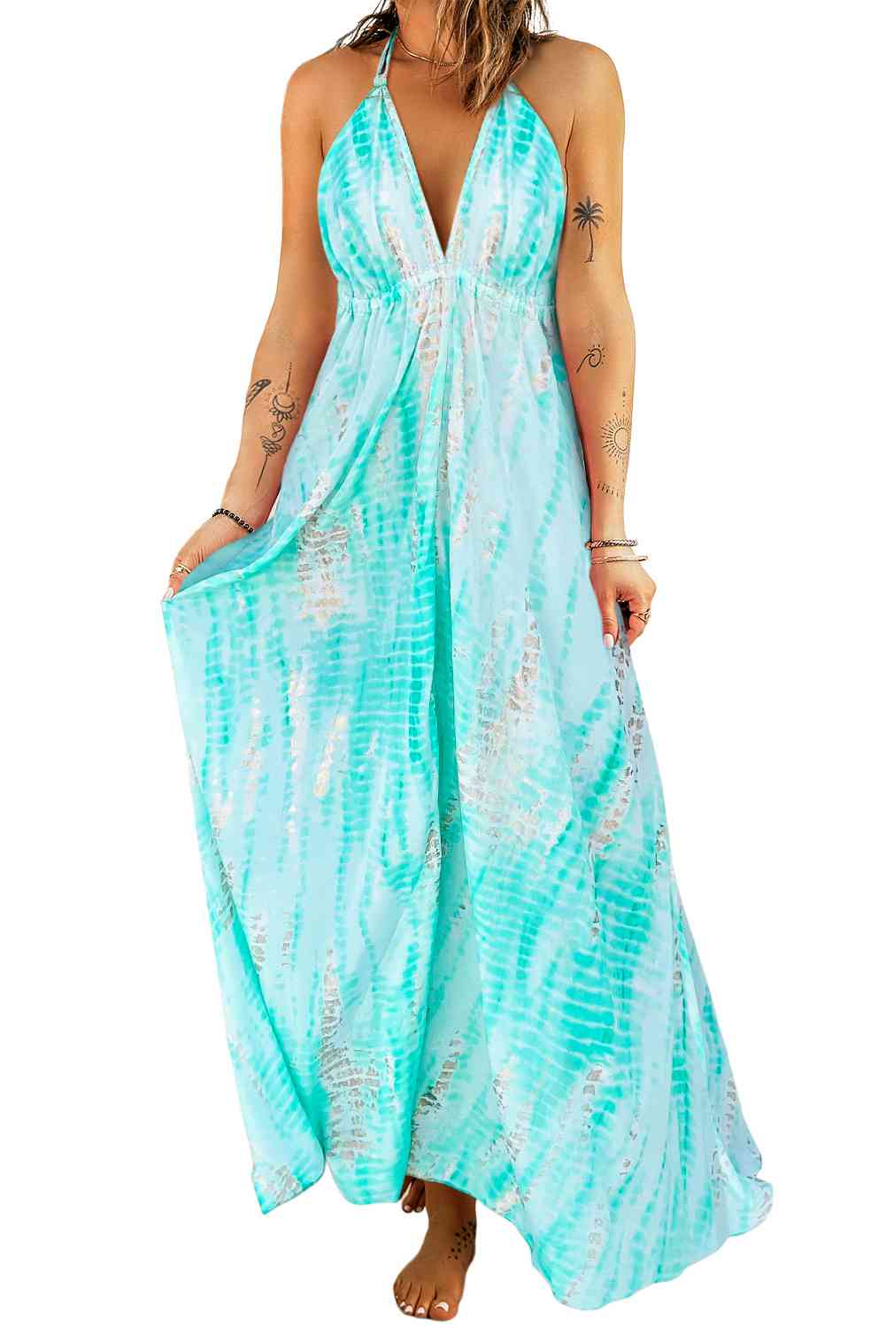 Maxi Dress - Tie-Dye Halter Neck (7515558346840)
