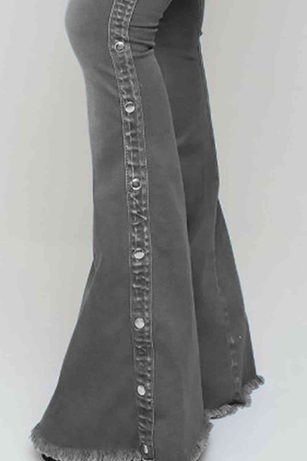 Button Fly - Button Detail Flare Jeans (7486623711320)