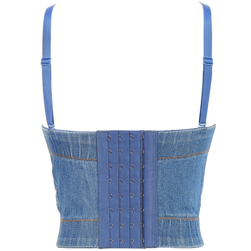 Rhinestone Denim Tube Top (7517898899544)