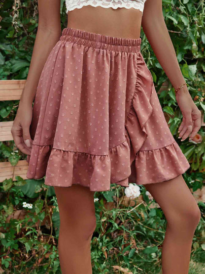 Ruffle Hem Elastic Waist Mini Skirt (7500878086232)