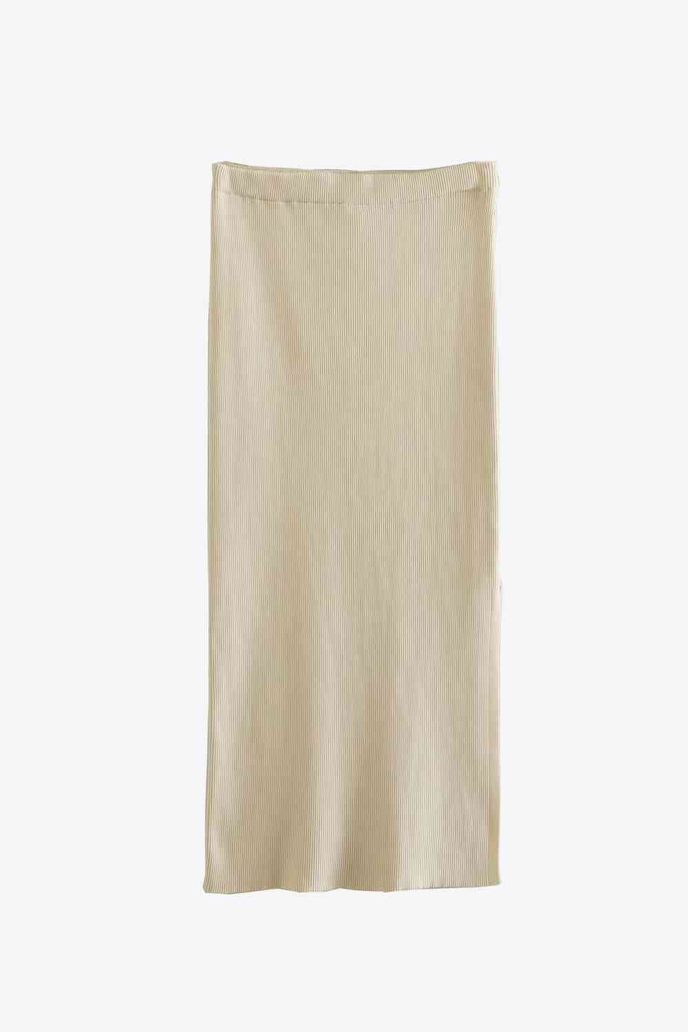 Cami Wide Waistband Ribbed V-Neck & Skirt Set (7501465223256)