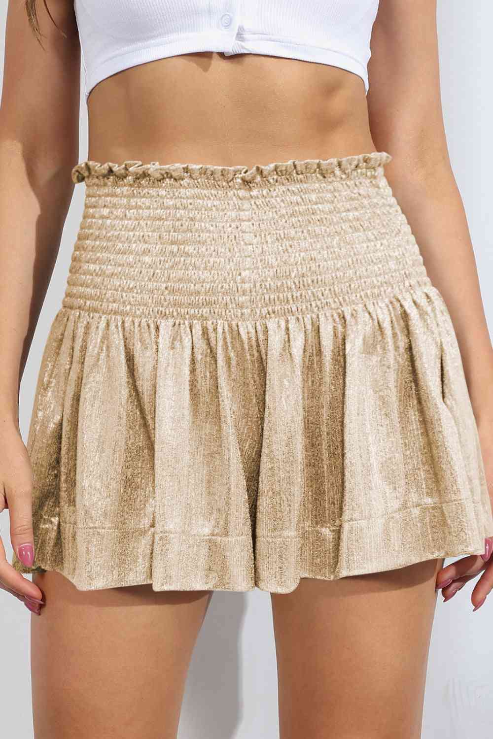 Glitter Smocked - High-Waist Shorts (7500855672920)