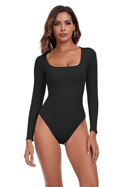 Active Bodysuit - Square Neck Long Sleeves (7501420462168)