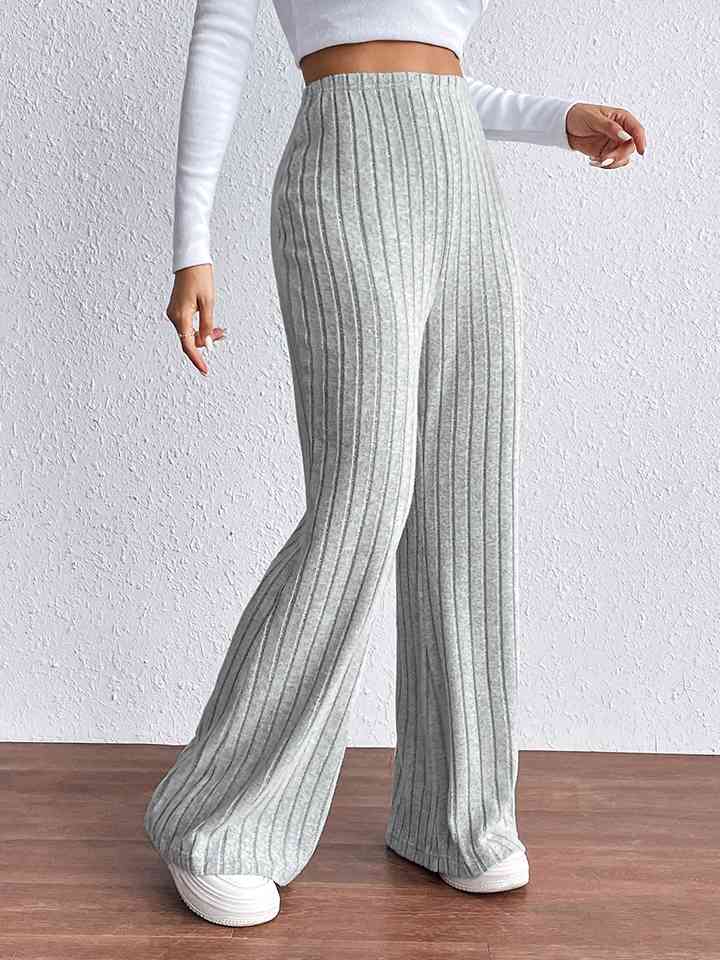 Ribbed Wide Leg Long Pants (7507814547544)