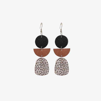 Leather & Wood - Drop Earrings (7499299225688)