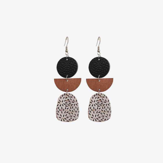 Leather & Wood - Drop Earrings (7499299225688)