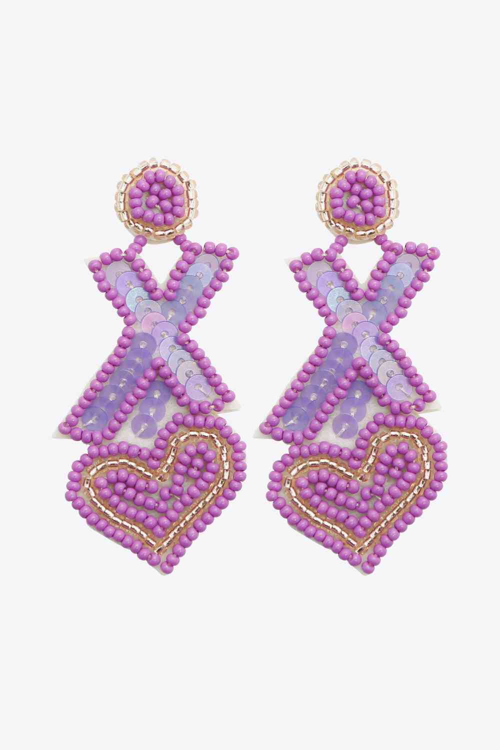 Random 2-Pair Heart & X-Shape Bead Dangle Earrings (7499324293208)