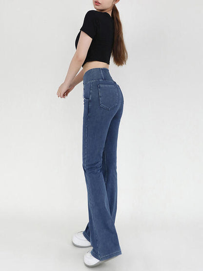 Bootcut Jeans With Pockets - Wide Waistband (7496928100440)