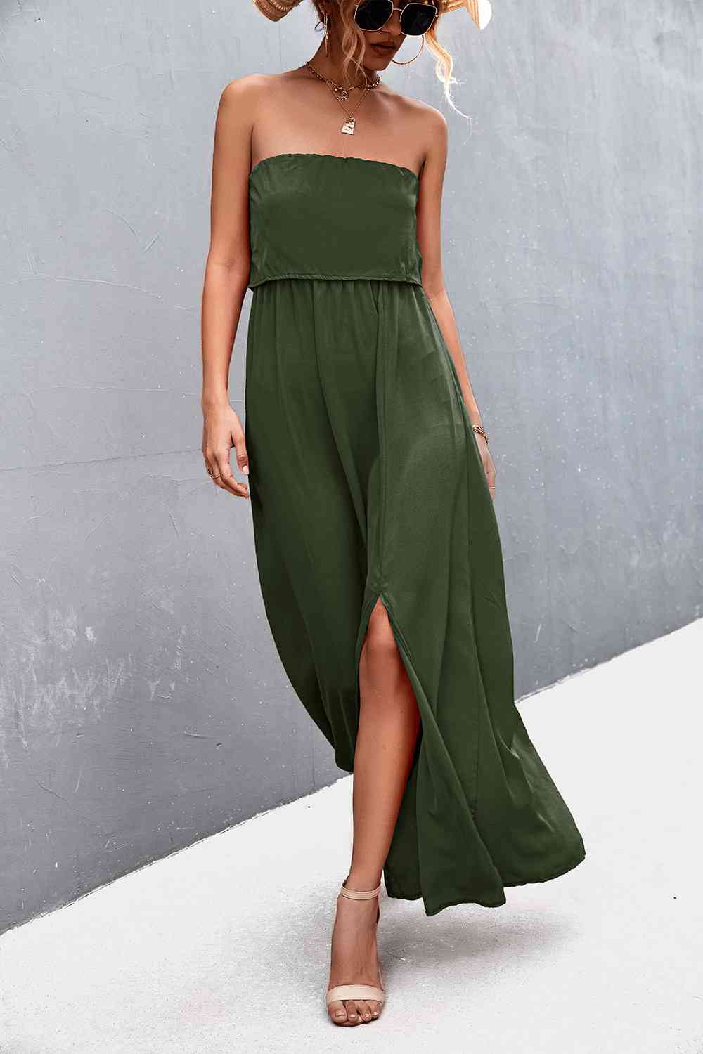 Strapless Split Maxi Dress (7515563982936)