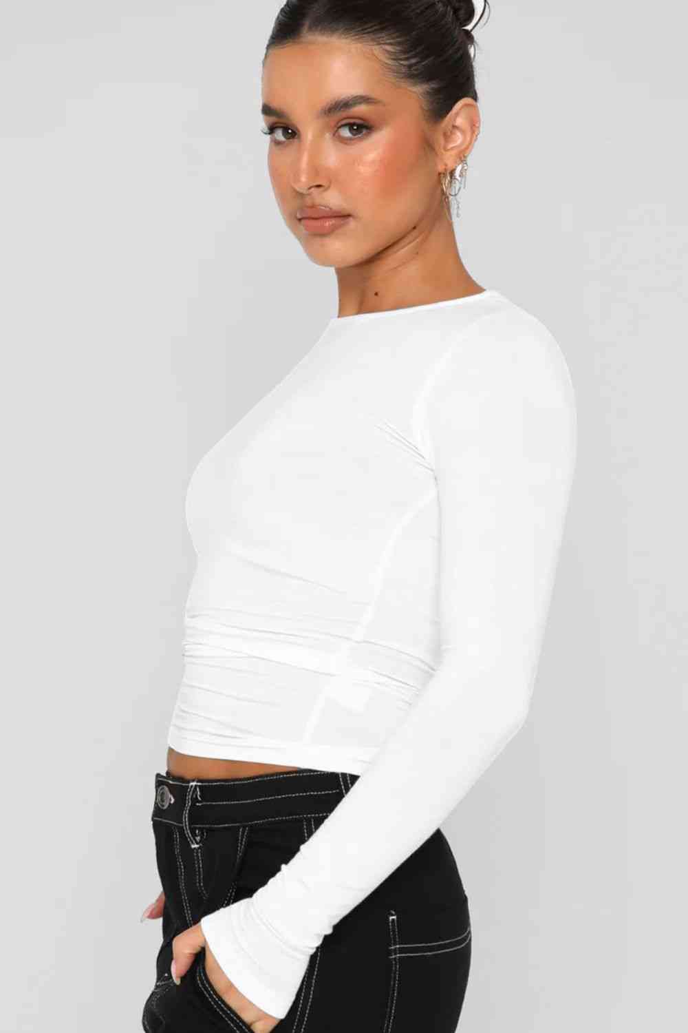 Round Neck Long-Sleeves Top (7501314031704)
