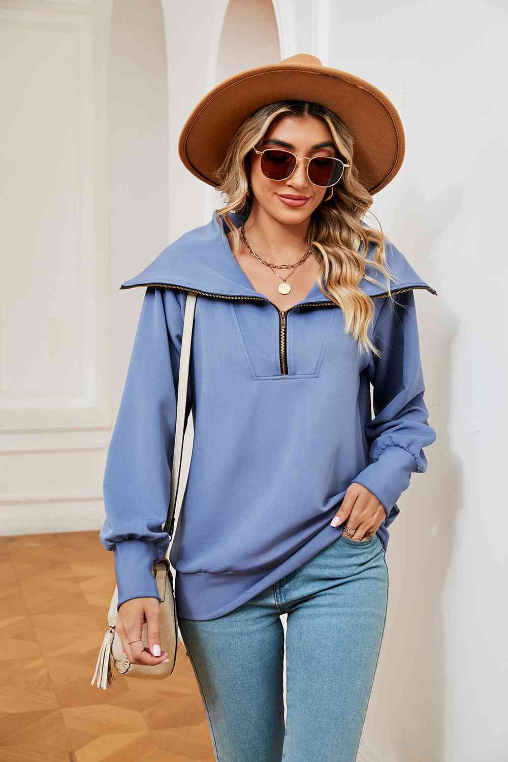 Collared - Half-Zip Collared Sweatshirt (7501332250712)