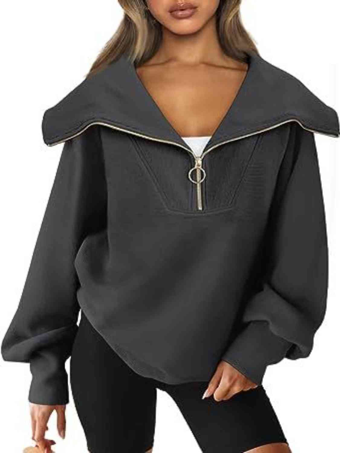 Oh My Lanta - Half-Zip Lantern Sleeves Top (7501315080280)