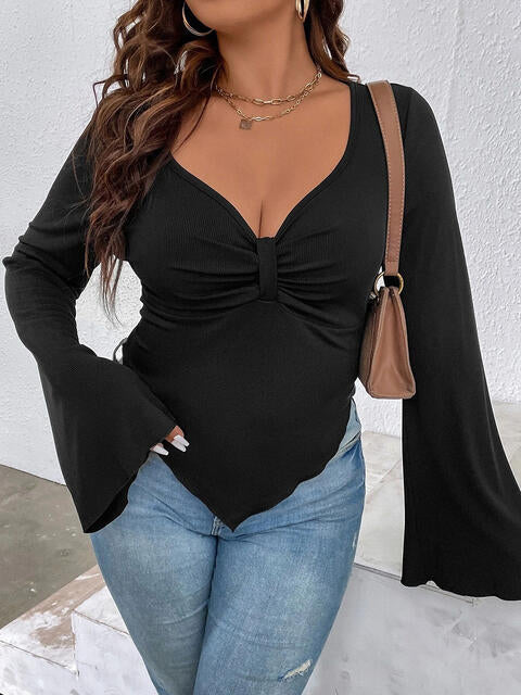 Plunge Flare Sleeve Top (7484730343512)