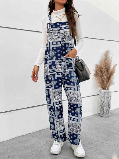 Bandana Print Straight Leg Jumpsuit With Pockets (7484699574360)