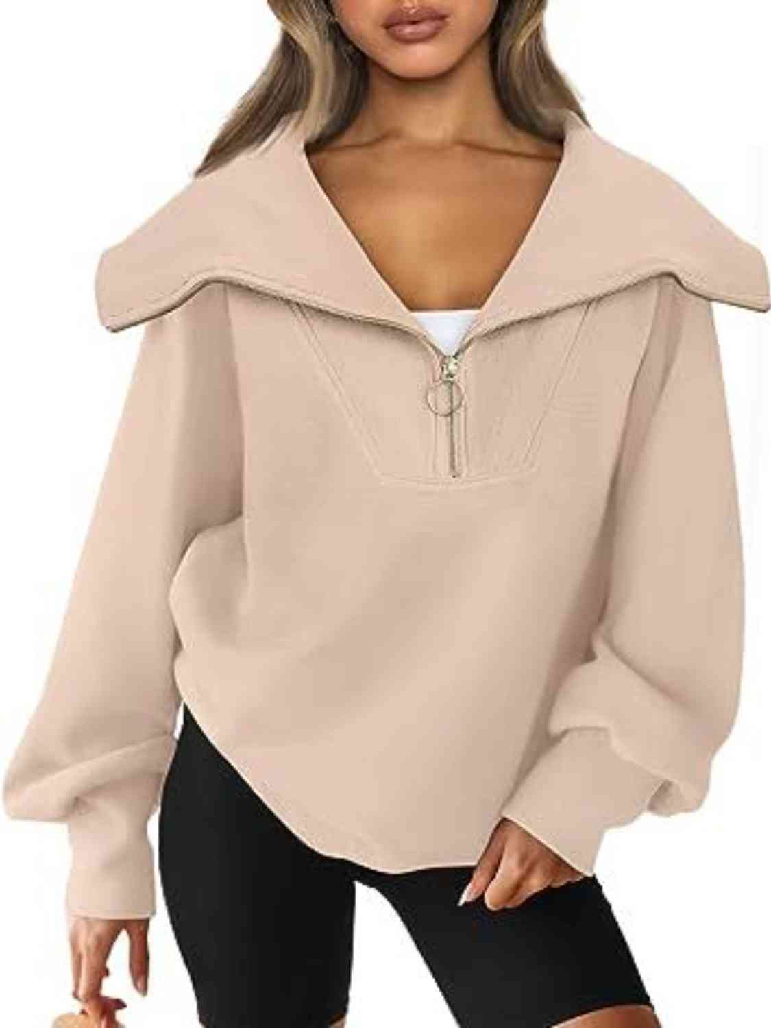 Oh My Lanta - Half-Zip Lantern Sleeves Top (7501315080280)