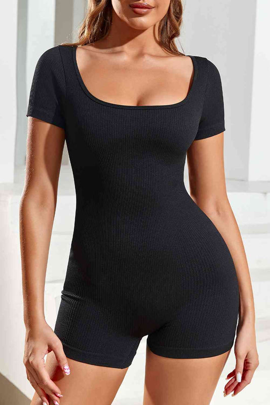 Scoop Neck Short Sleeve Romper (7484690235480)