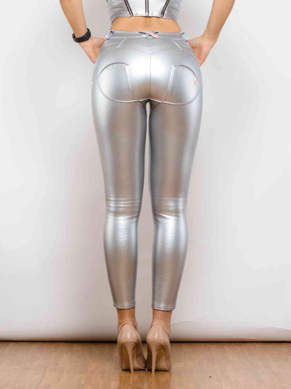 Apple/Mac Silver - Full Size PU Skinny Pants (7500881199192)