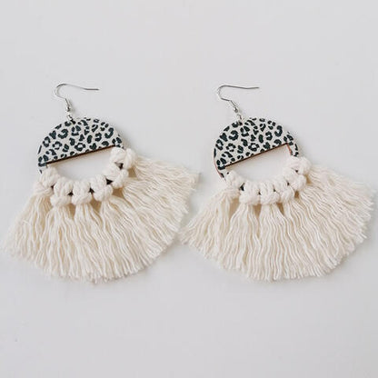 Leopard Tassel-Detail - Drop Earrings (7499298046040)