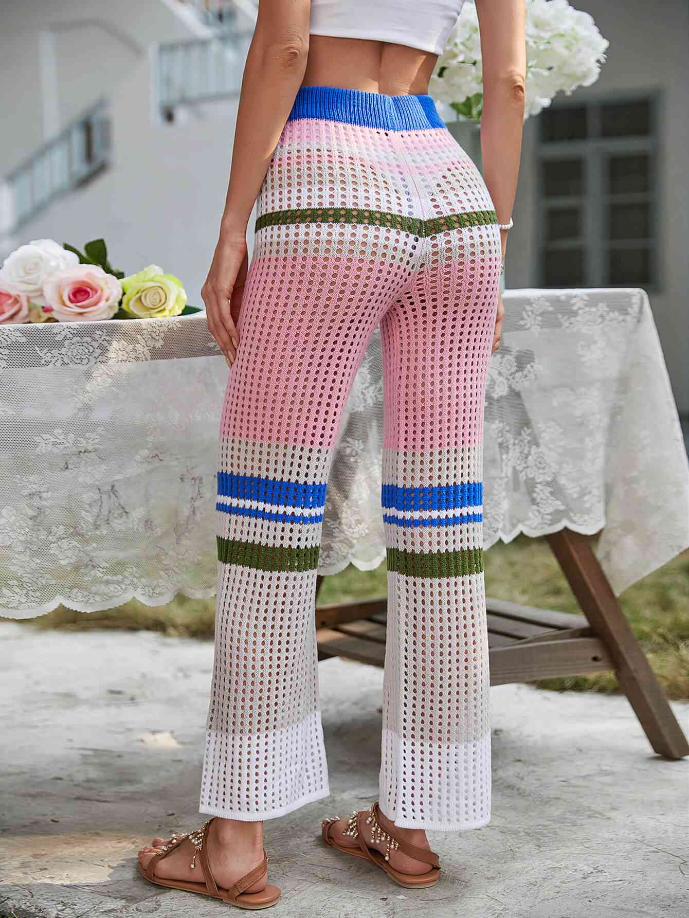 Colors - Color Block Openwork Knit Pants (7500884050008)