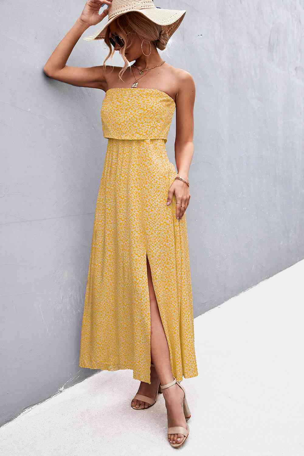 Strapless Split Maxi Dress (7515563982936)