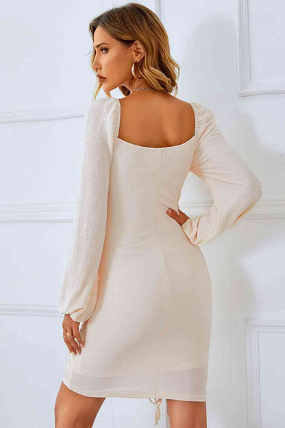 The Best Ruched - Drawstring Ruched Square Neck Dress (7516367028312)