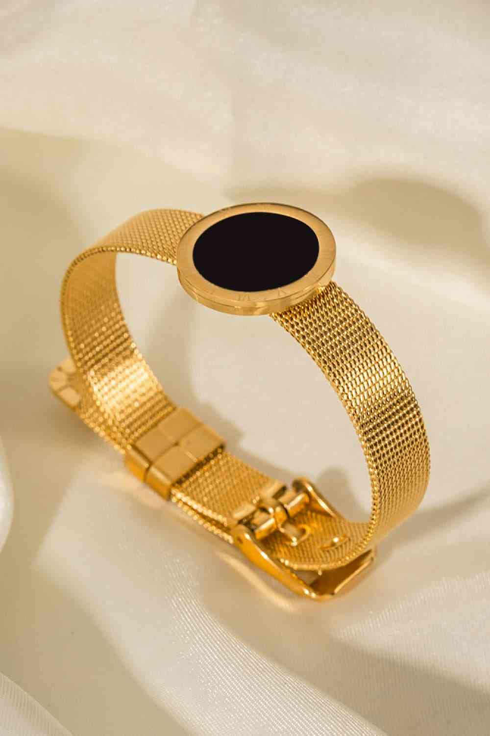 Black & Black & Gold - Gold-Plated Copper Wide Bracelet 18 Carats (7500203556952)