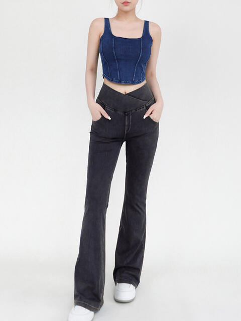 Bootcut Jeans With Pockets - Wide Waistband (7496928100440)