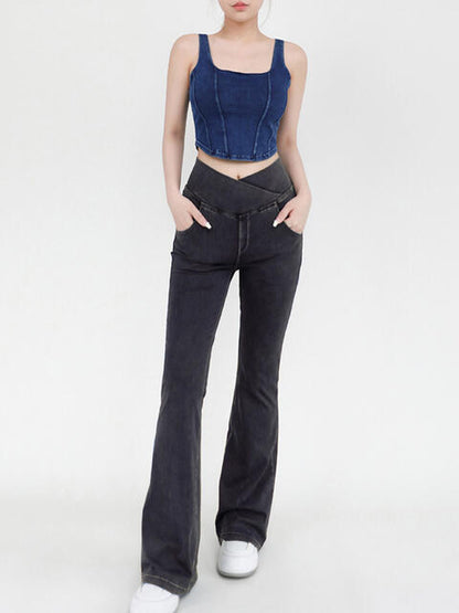 Bootcut Jeans With Pockets - Wide Waistband (7496928100440)