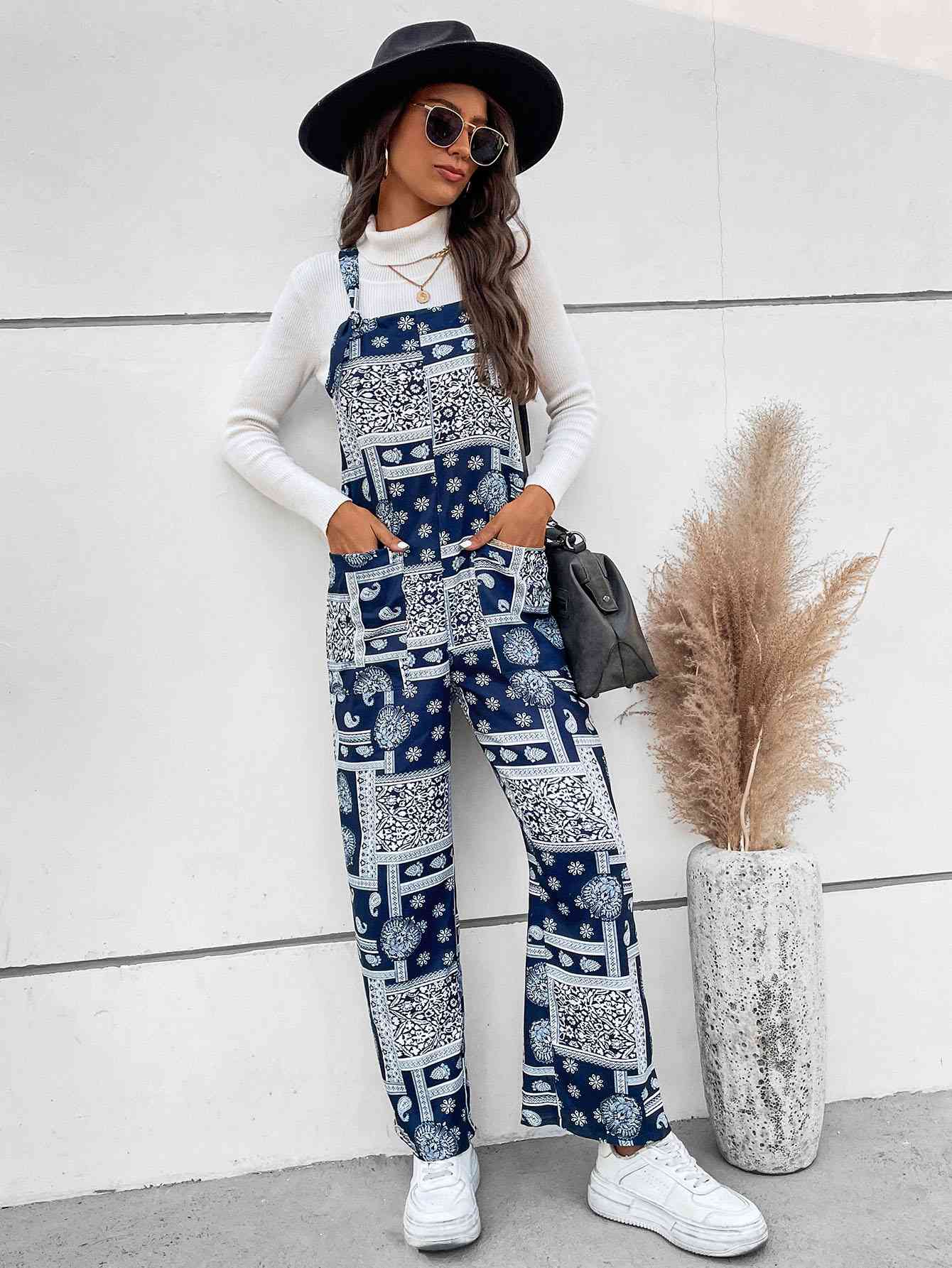 Bandana Print Straight Leg Jumpsuit With Pockets (7484699574360)