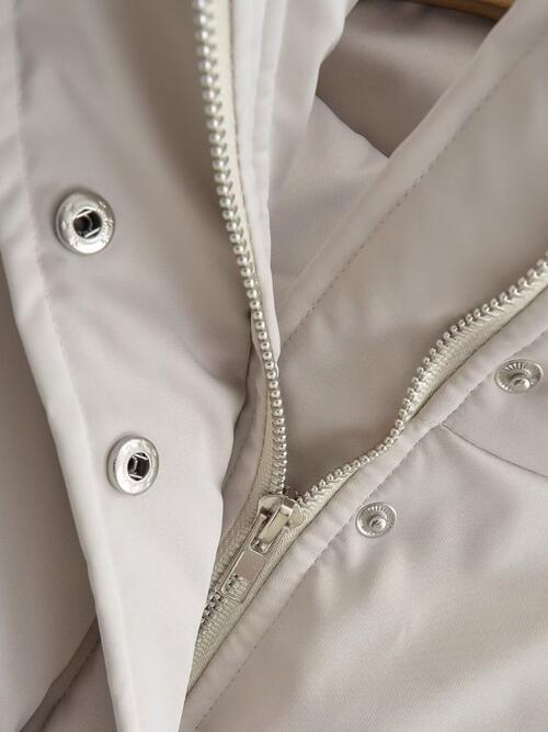 Snap & Zip - Closure Drawstrings Cropped Winter Coat (7484290072664)