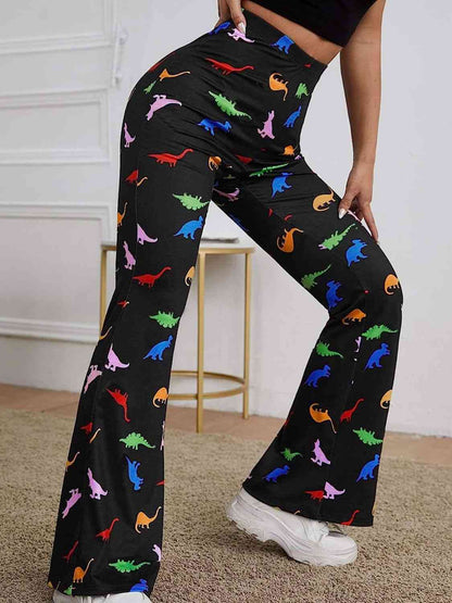 Printed High-Waist Bootcut Pants (7500881363032)