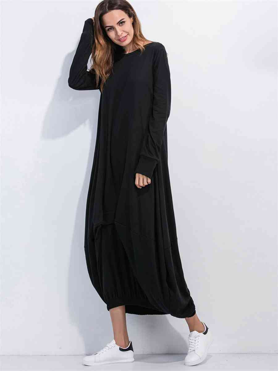 Sweaters & Dresses & Sweaterdresses - Full Size Round Neck Long Sleeve Sweatshirt Dress (7515564867672)