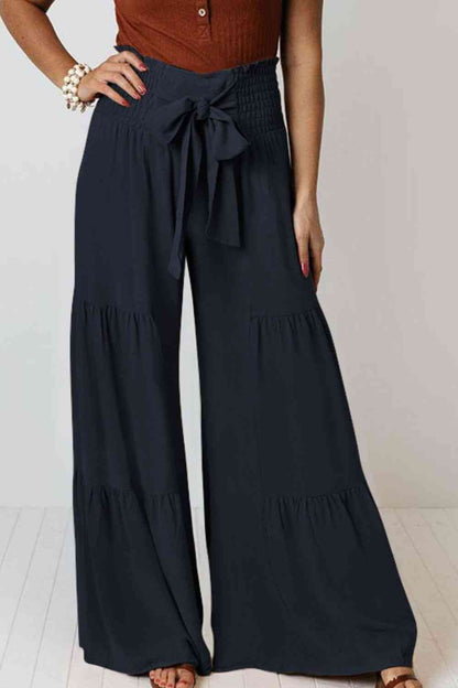 Tiered - Tie Front Smocked Tiered Culottes (7507814875224)
