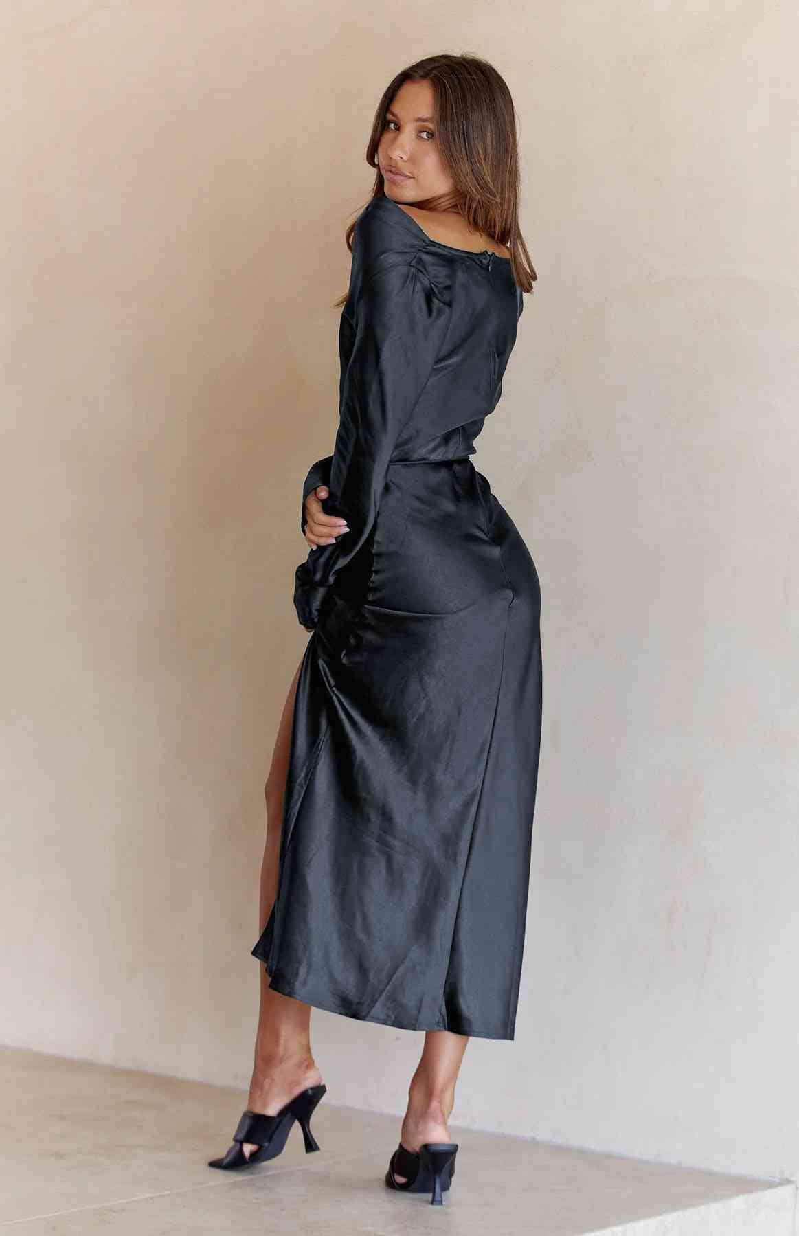 Cowl Neck - Long Sleeve Maxi Dress (7515554218072)