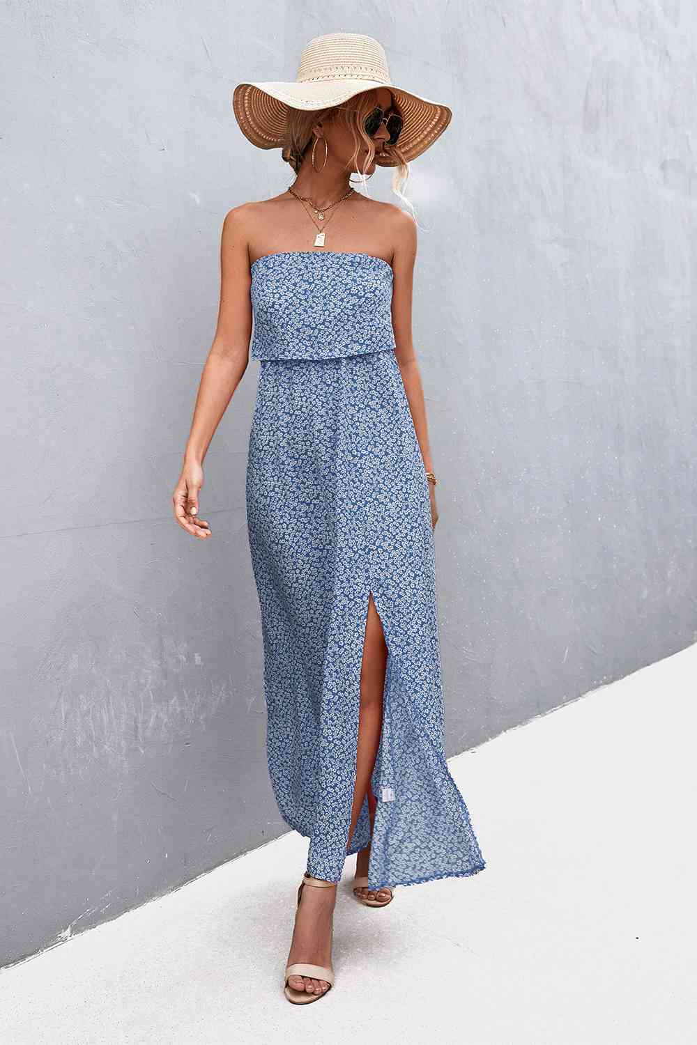 Strapless Split Maxi Dress (7515563982936)
