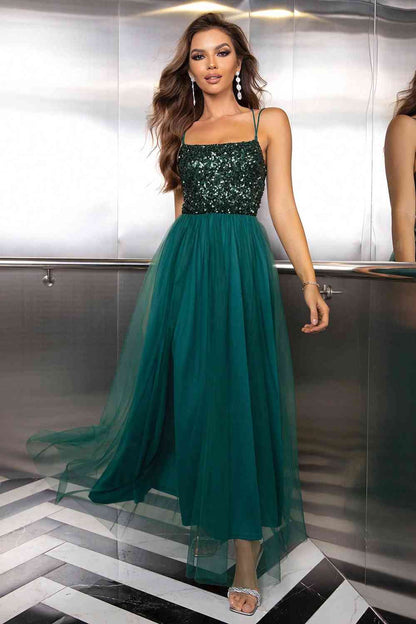 Backless Mesh Dress - Lace-Up (7505547821144)