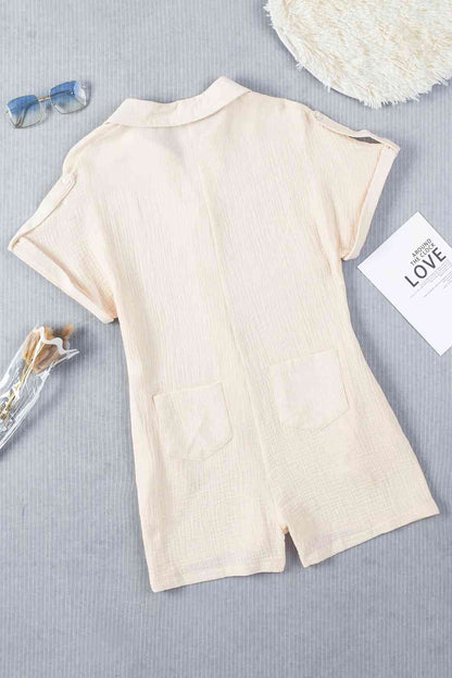 Johnny Collar - Textured Short Sleeve Romper (7484701999192)