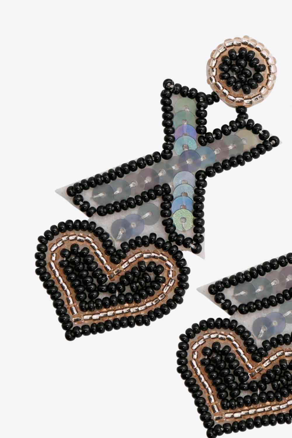 Random 2-Pair Heart & X-Shape Bead Dangle Earrings (7499324293208)