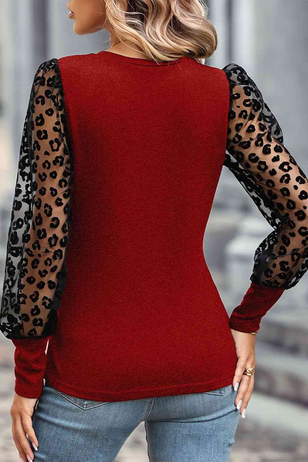 Black/Red Lantern Sleeves Blouse (7501317931096)
