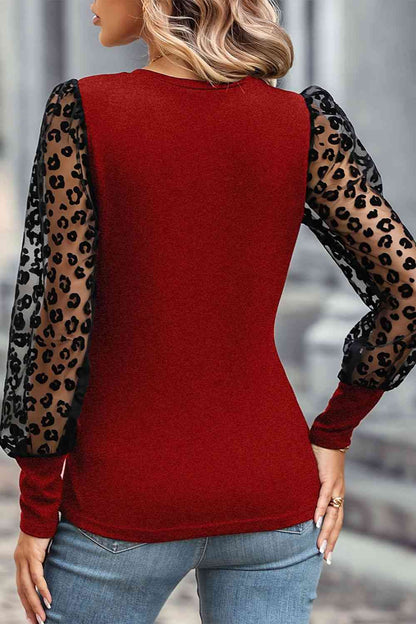 Black/Red Lantern Sleeves Blouse (7501317931096)