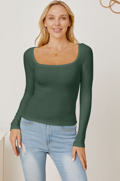 Square Neck Long Sleeves T-Shirt