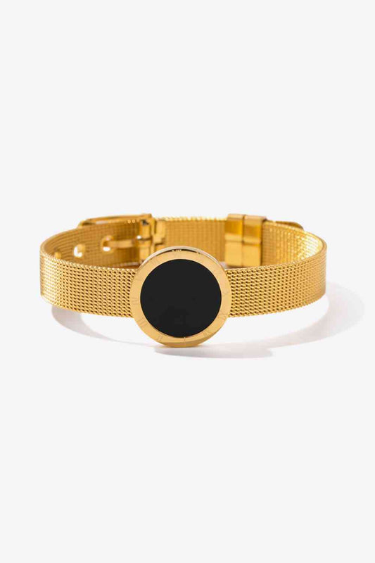 Black & Black & Gold - Gold-Plated Copper Wide Bracelet 18 Carats (7500203556952)