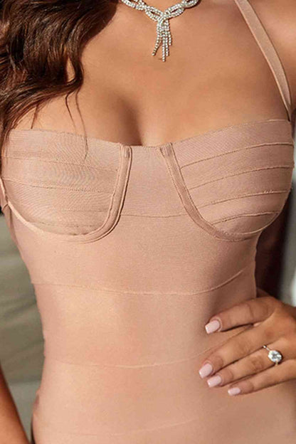 Bandages - Halter Neck Zip-Back Bandage Dress (7516395339864)