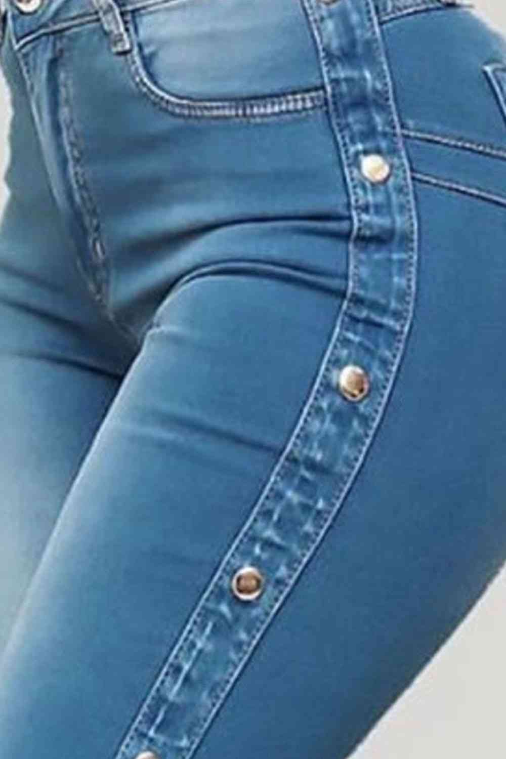 Button Fly - Button Detail Flare Jeans (7486623711320)