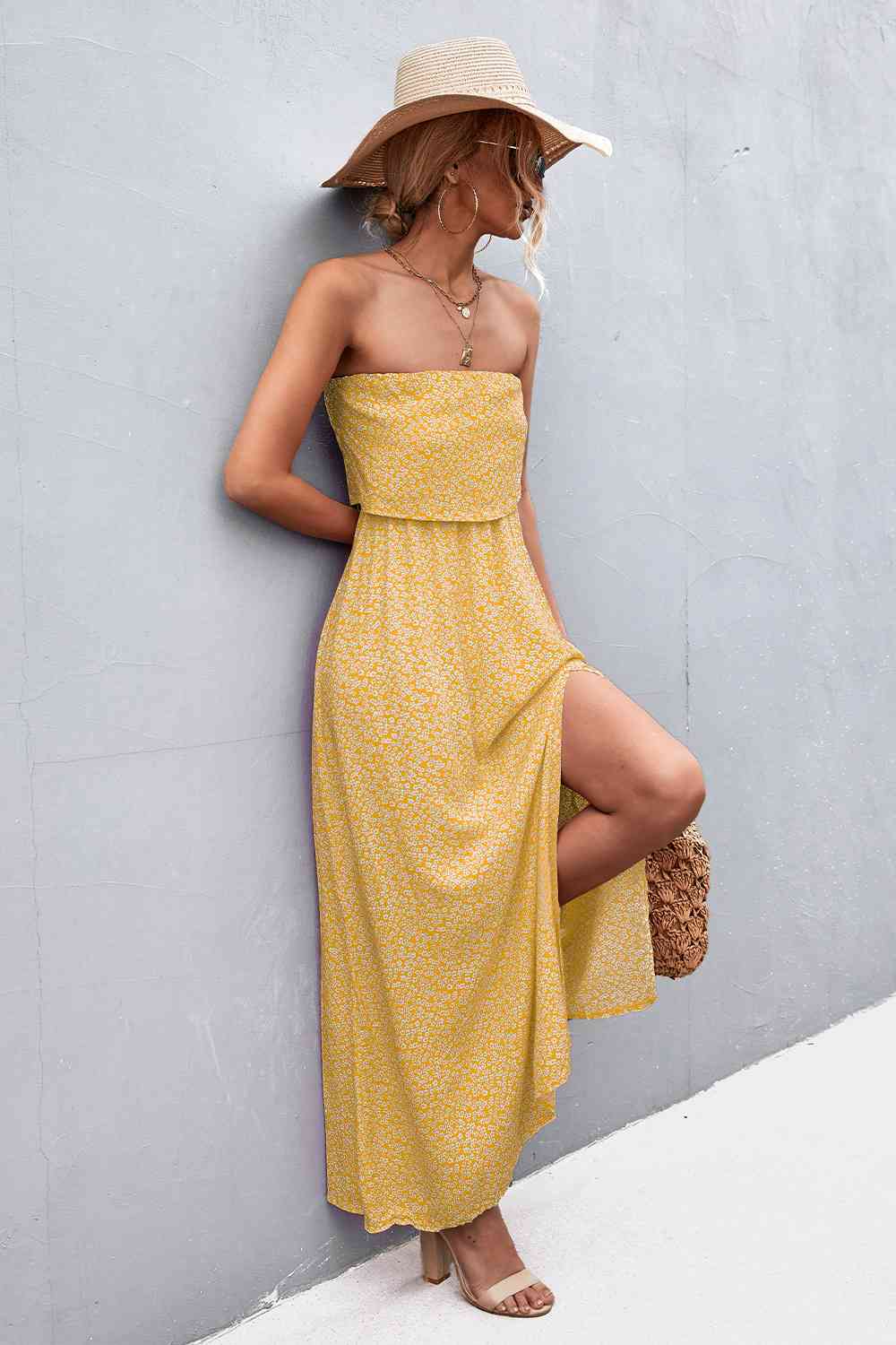 Strapless Split Maxi Dress (7515563982936)