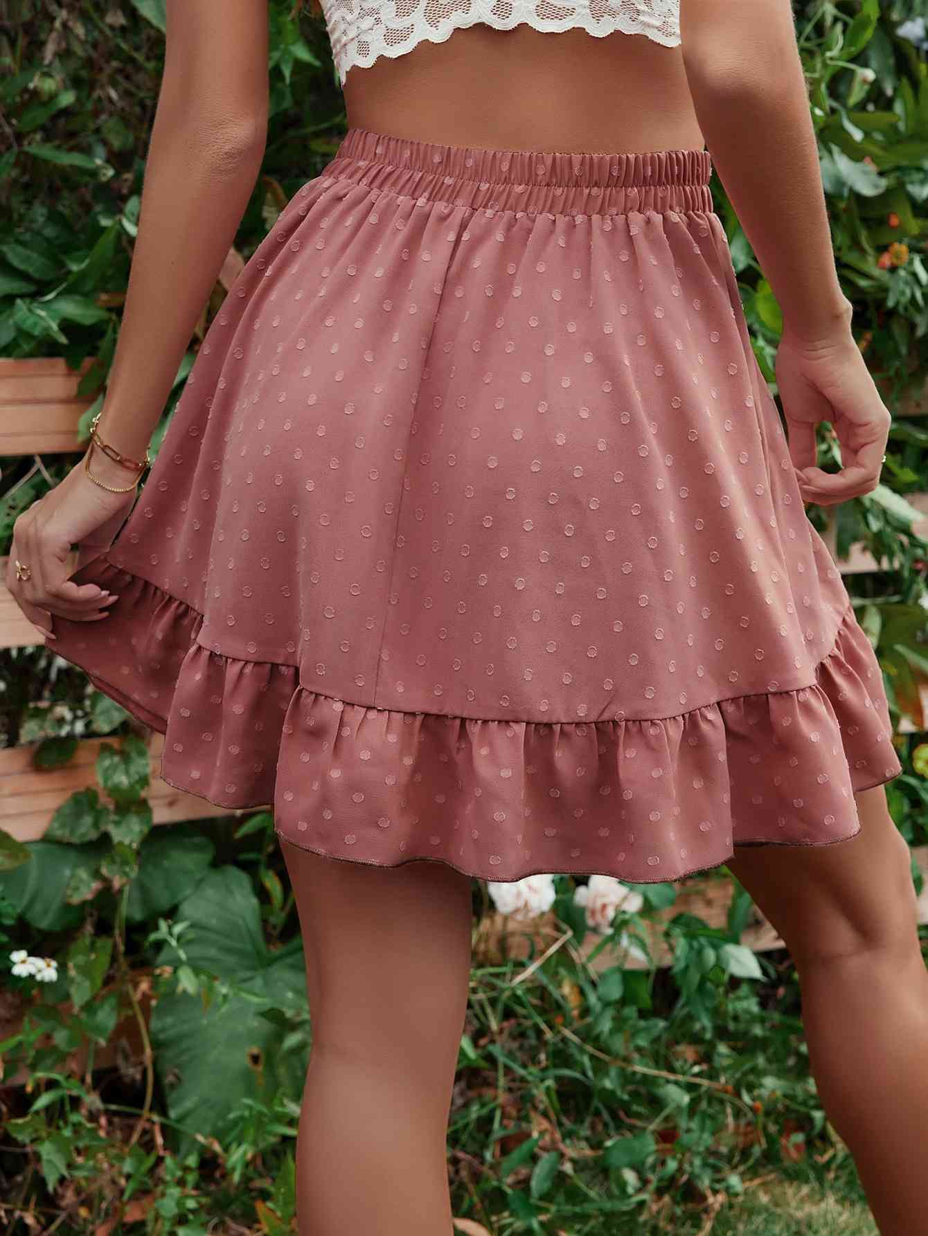 Ruffle Hem Elastic Waist Mini Skirt (7500878086232)