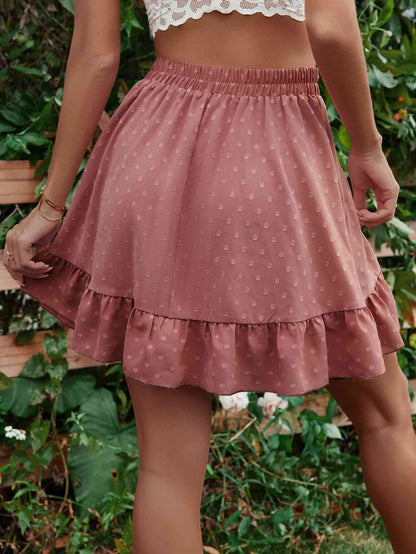Ruffle Hem Elastic Waist Mini Skirt (7500878086232)
