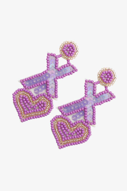Random 2-Pair Heart & X-Shape Bead Dangle Earrings (7499324293208)